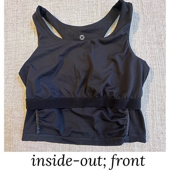 RBX Black Cropped Tank Top Built-in Sport Bra Subtle Pattern Workout Women’s S - Picture 4 of 11